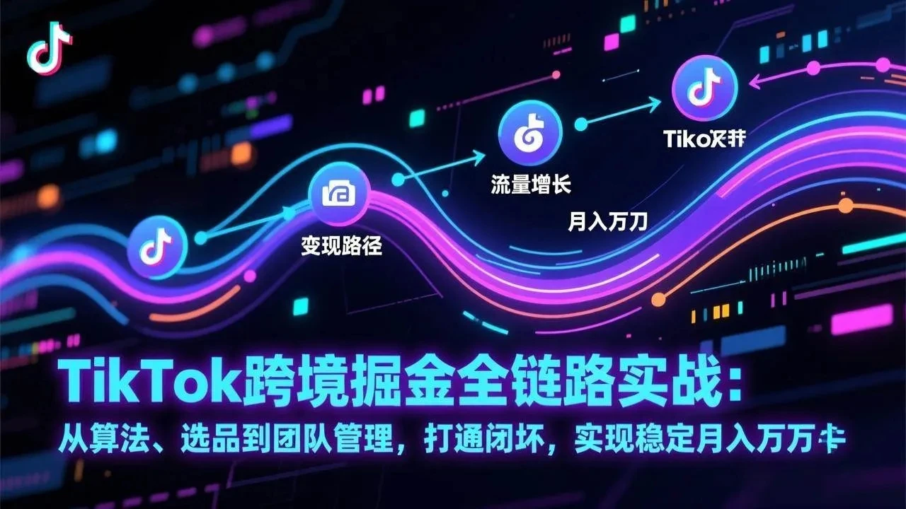【精】TikTok跨境掘金全链路实战：从算法、选品到团队管理，打通闭环，实现稳定月入万刀-五六七网创电商学院