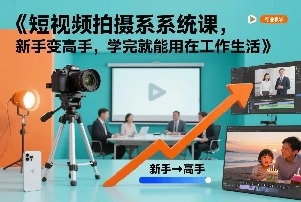 【精】短视频拍摄系统课，新手变高手，学完就能用在工作生活-五六七网创电商学院