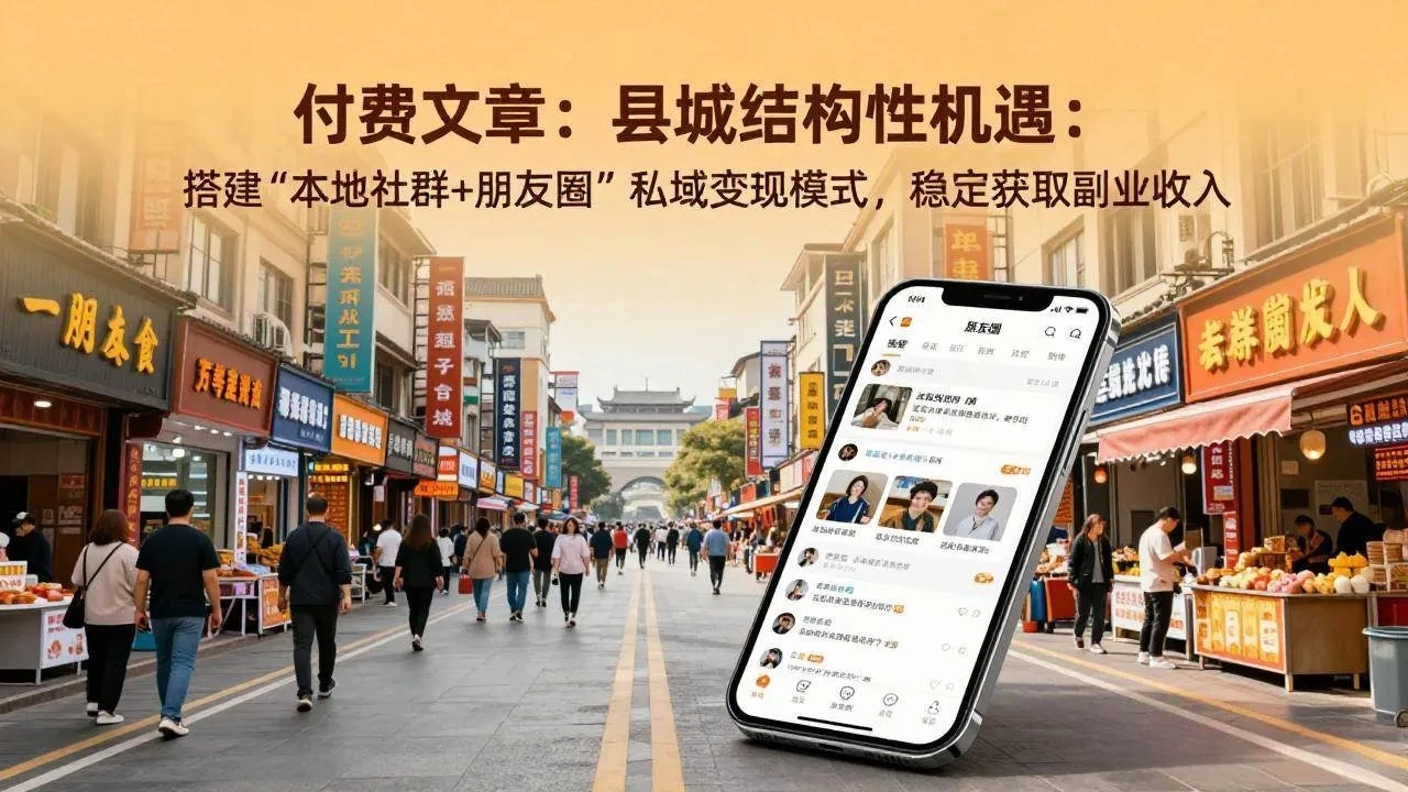 付费文章：县城结构性机遇：搭建“本地社群+朋友圈”私域变现模式，稳定获取副业收入-五六七网创电商学院