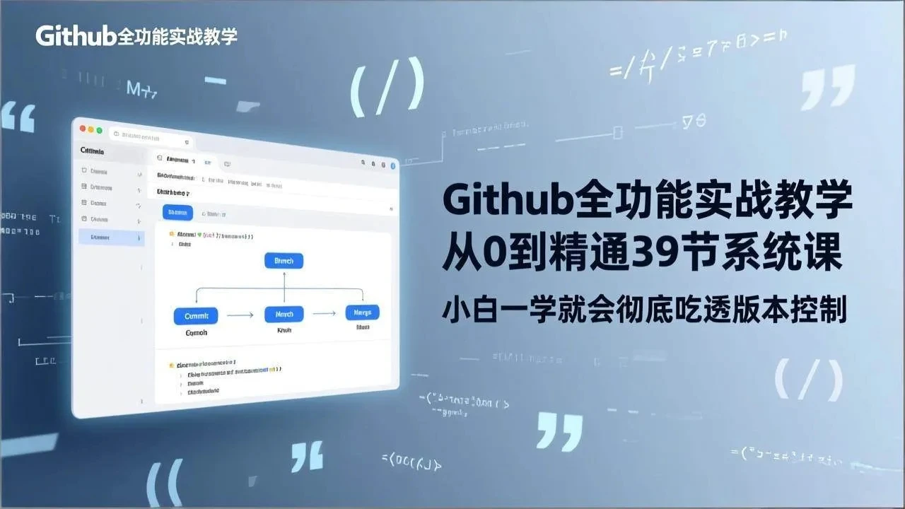 【精】GitHub-全功能实战教学，从0到精通39节系统课，小白一学就会彻底吃透版本控制-五六七网创电商学院