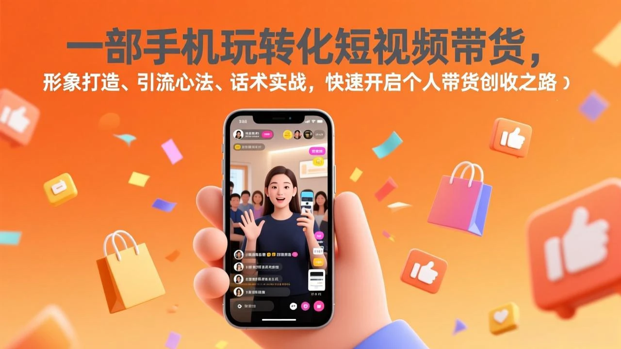 【精】一部手机玩转化短视频带货，形象打造、引流心法、话术实战，快速开启个人带货创收之路-五六七网创电商学院
