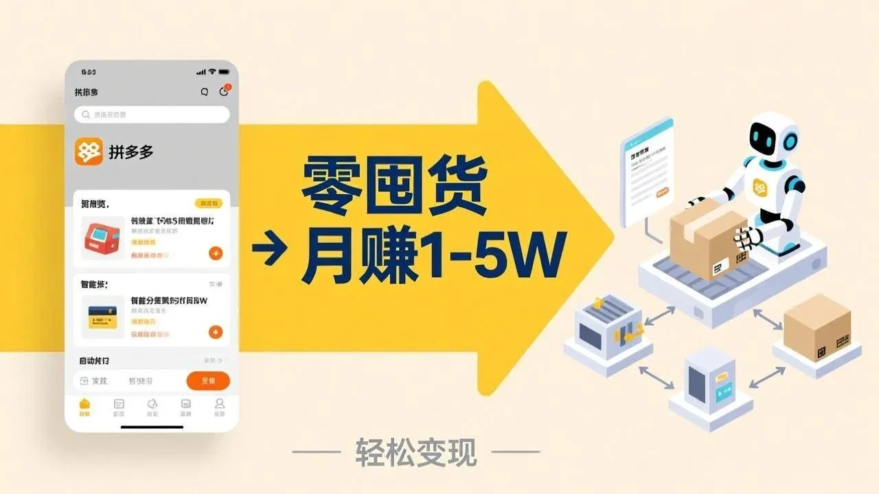 不用囤货不用跑单！拼多多虚拟玩法，机器人管理发货和客服，帮你月赚 1-5W-五六七网创电商学院